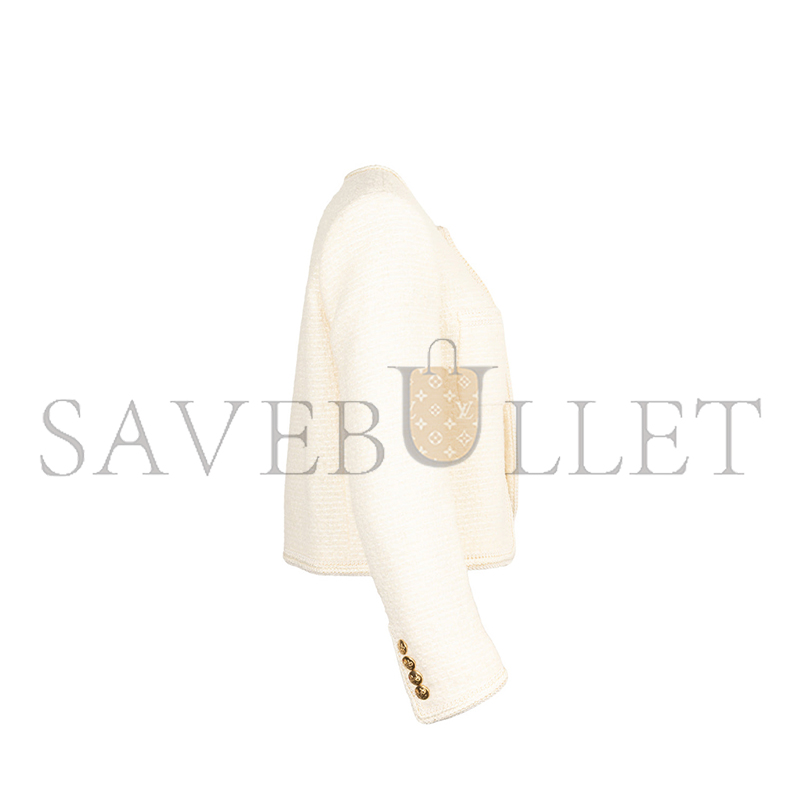 Ce1i*e patch pocket tweed jacket ivory